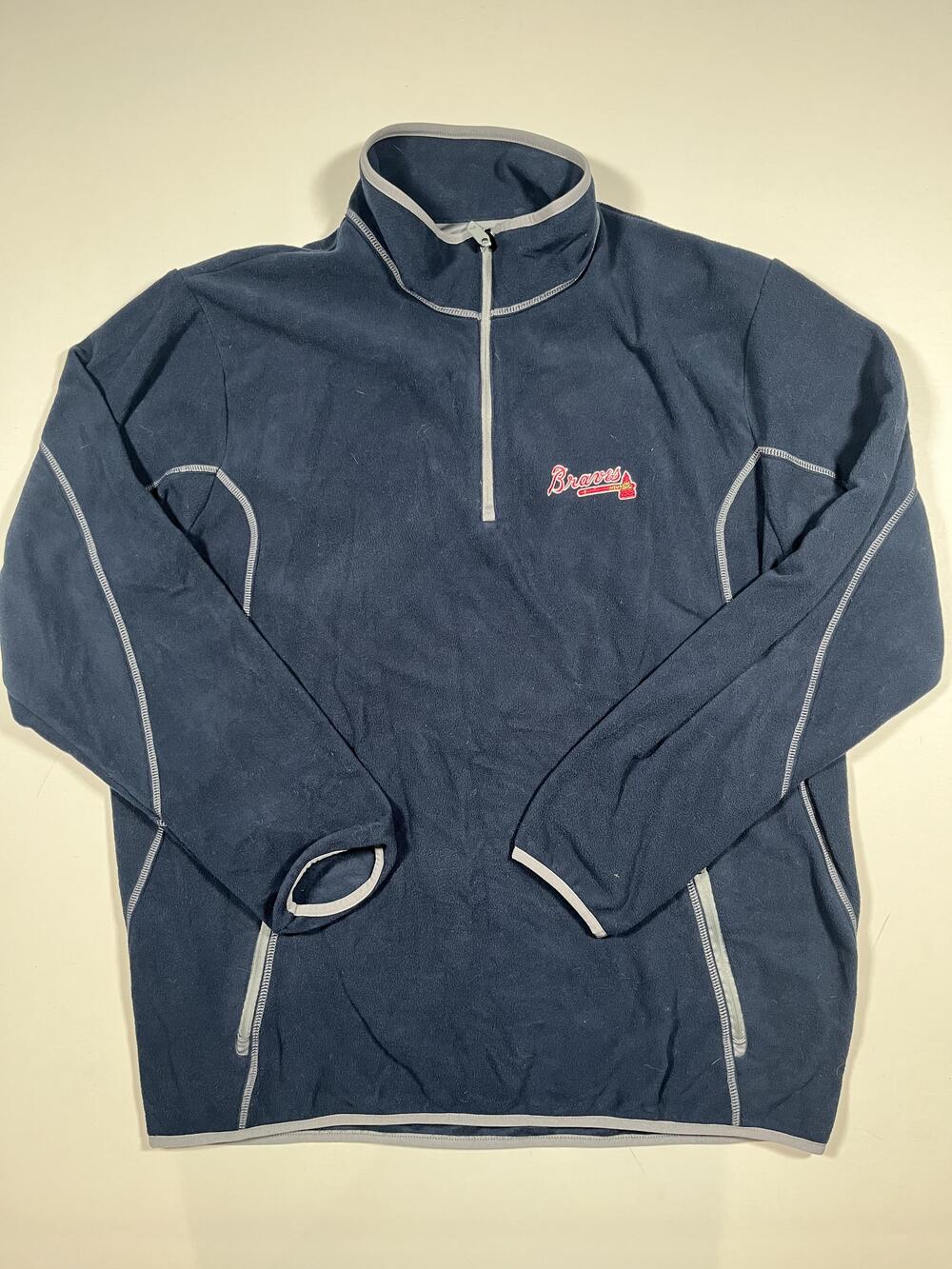 Atlanta Braves Sweatshirt Mens XL Blue MLB Baseball Antigua Quarter Zip Fleece